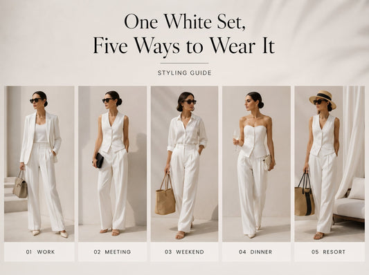 One White Set, Five Ways to Wear It | White Tailored Set Styling Guide