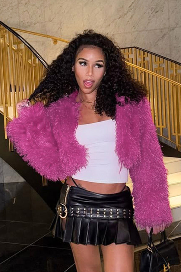 Faux Fur Open Front Crop Jacket