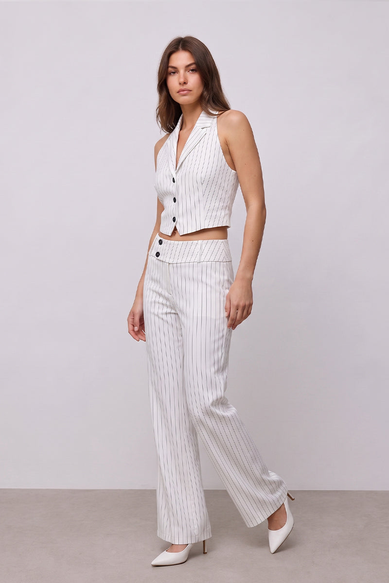 Halter Backless Stripe Wide Leg Tailored Sets