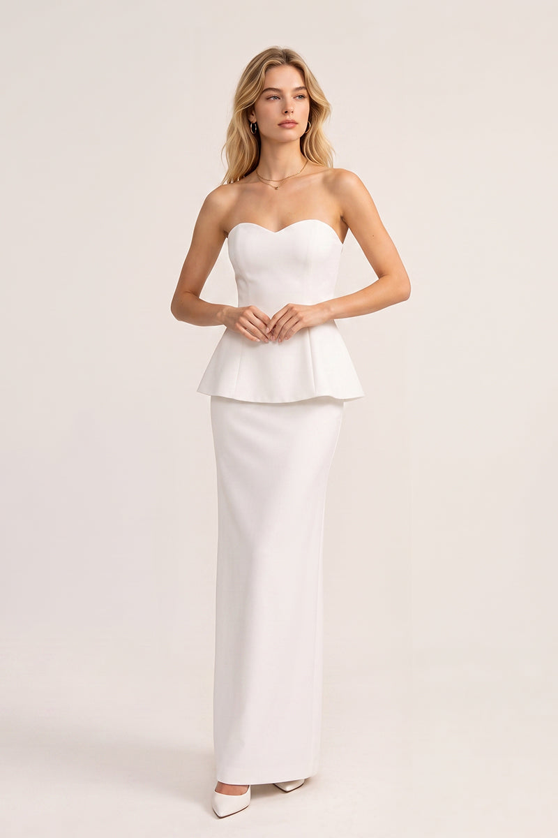 Strapless Peplum Detailed Tailored Skirt Sets