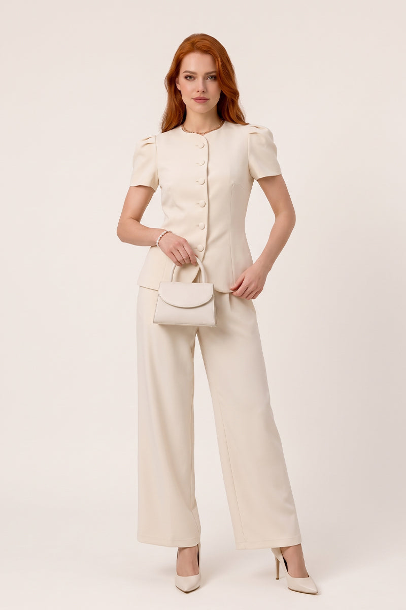 Puff Sleeve Trouser Pant Set Brunch Quiet Luxury