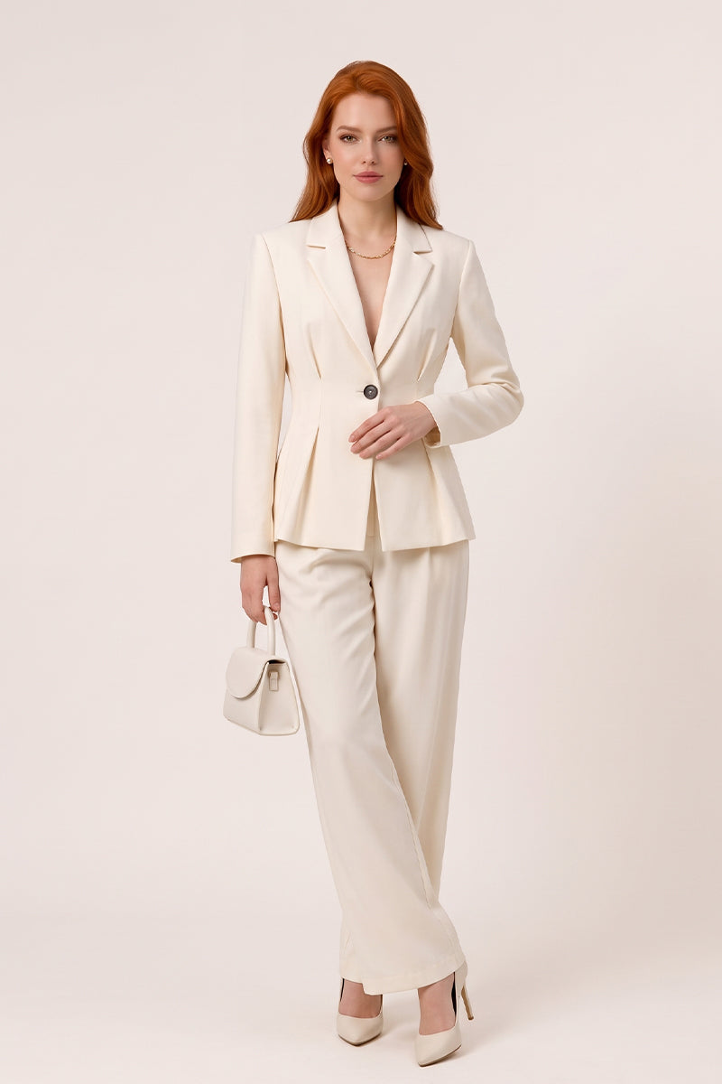 Pleated Blazer Wide Leg Set Dinner Tailored
