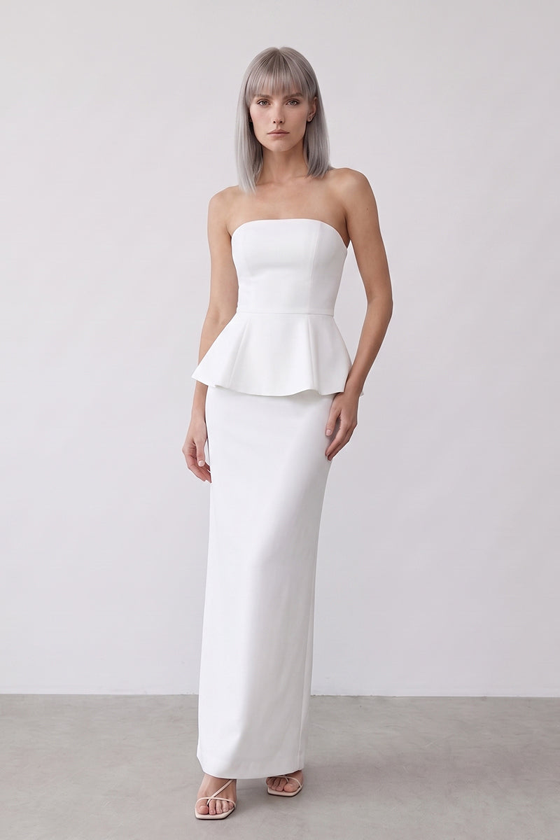 Strapless Peplum Detailed Tailored Skirt Sets