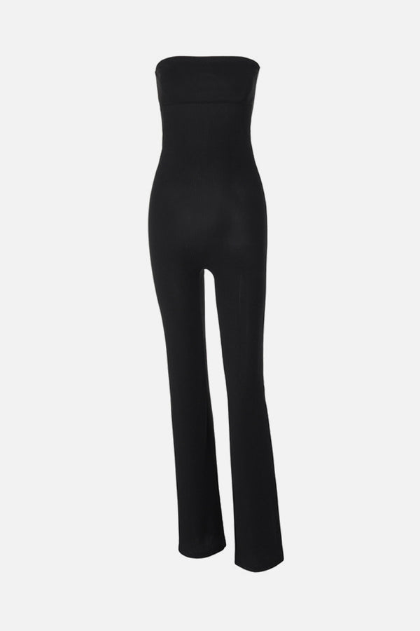 Black Strapless Backless Bodycon Jumpsuit