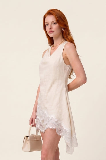 High Neck Lace Trim Tailored Shorts Sets