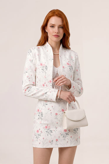 Travel Blazer Mini Floral Skirt Set Wrinkle Free