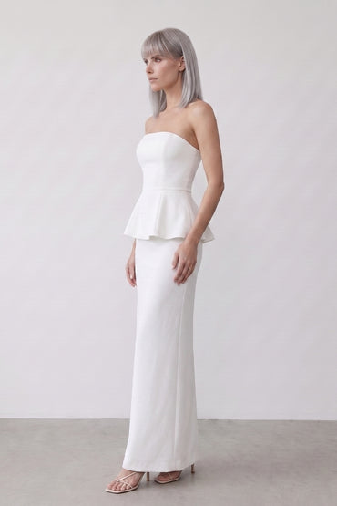 Strapless Peplum Detailed Tailored Skirt Sets