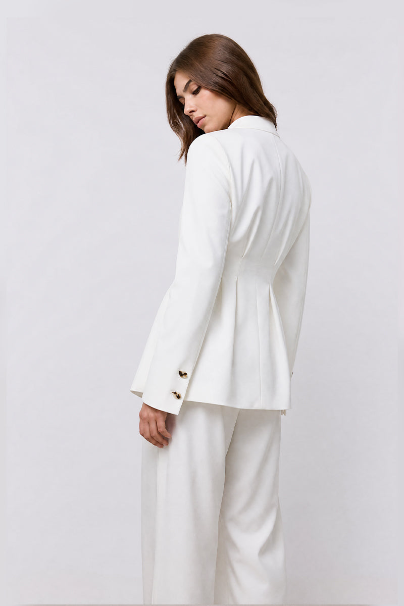 Double Breasted Pleated Wide Leg Tailored Sets