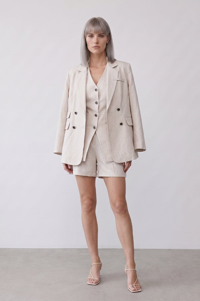 V Neck Double Breasted Tailored Sets