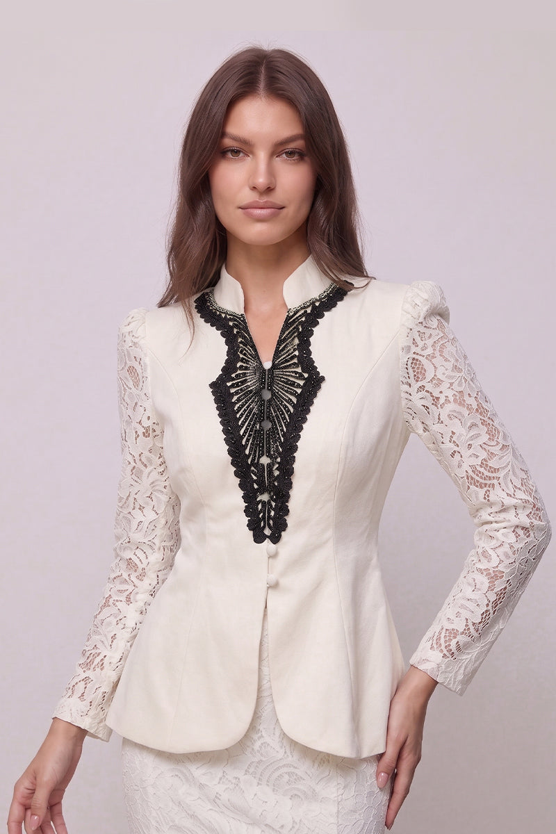 Lace Patchwork Peplum Mermaid Tailored Skirt Sets