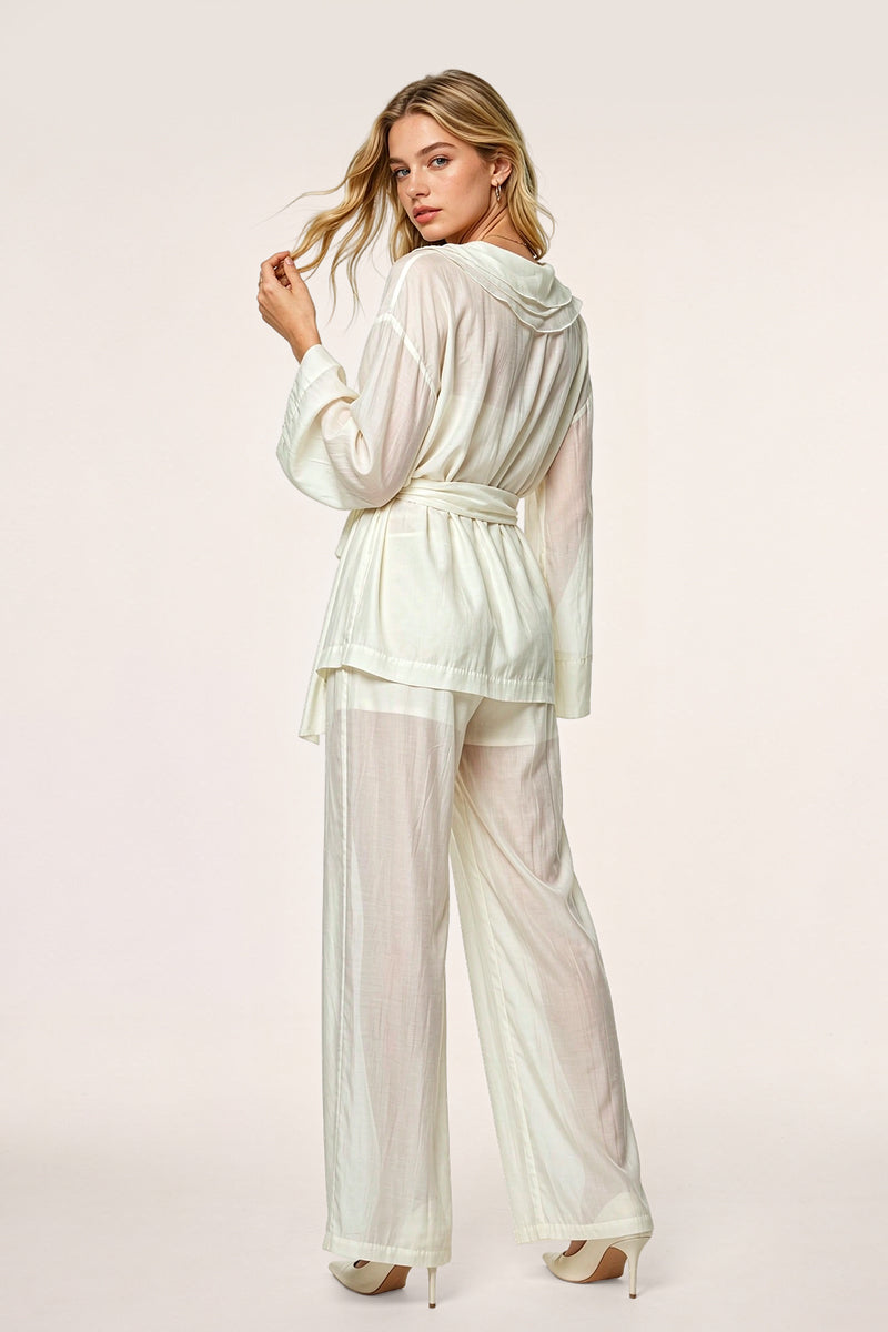 Ruffle Wrap Pant Set Evening Wrinkle Resistant