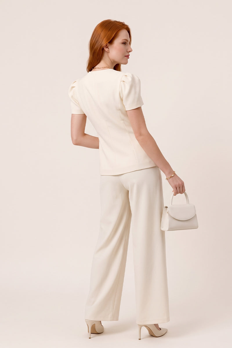 Puff Sleeve Trouser Pant Set Brunch Quiet Luxury