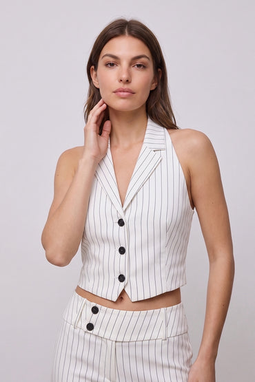 Halter Backless Stripe Wide Leg Tailored Sets