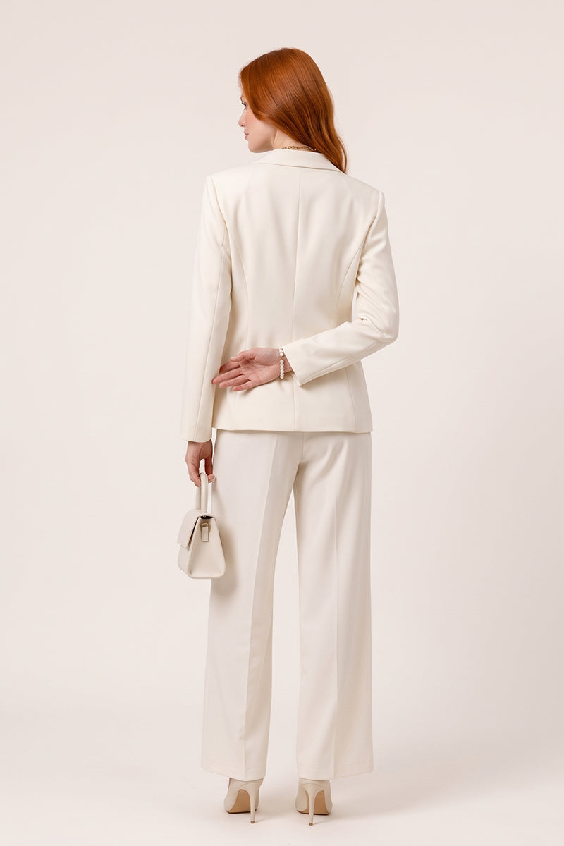 Pleated Blazer Wide Leg Set Dinner Tailored