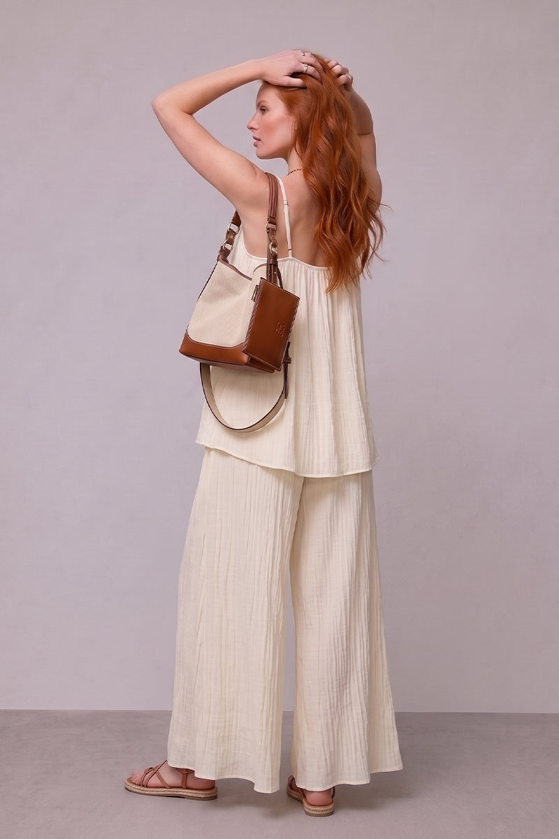 Pleated Camisole Wide Leg Tailored Sets