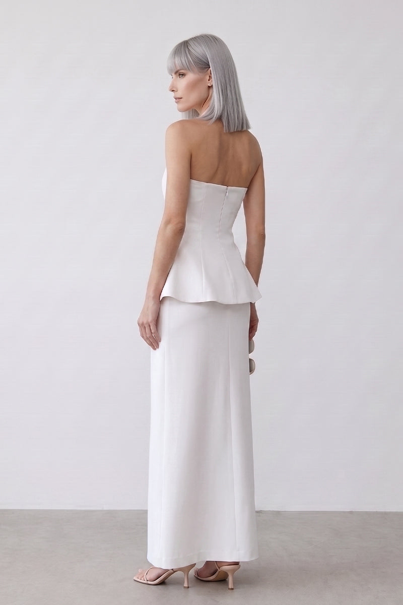 Strapless Peplum Detailed Tailored Skirt Sets