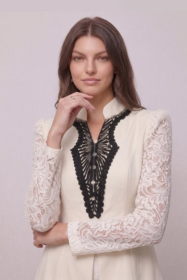 Lace Patchwork Peplum Mermaid Tailored Skirt Sets