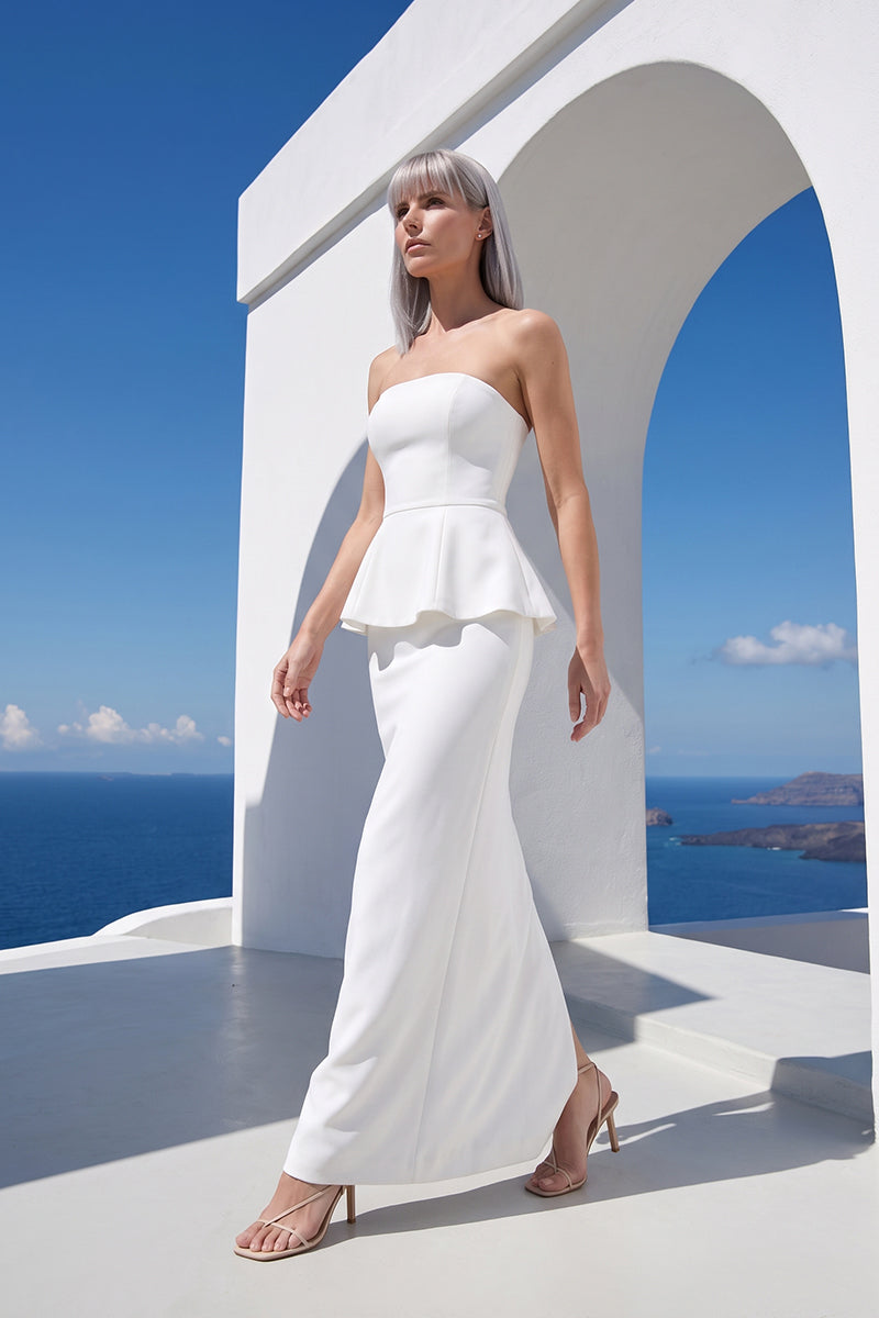 Strapless Peplum Detailed Tailored Skirt Sets
