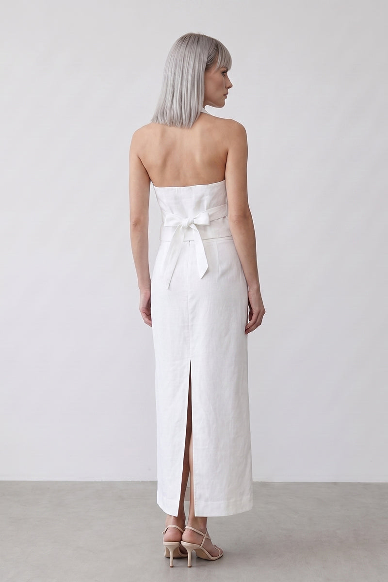 Halter Backless Tie Split Tailored Skirt Set