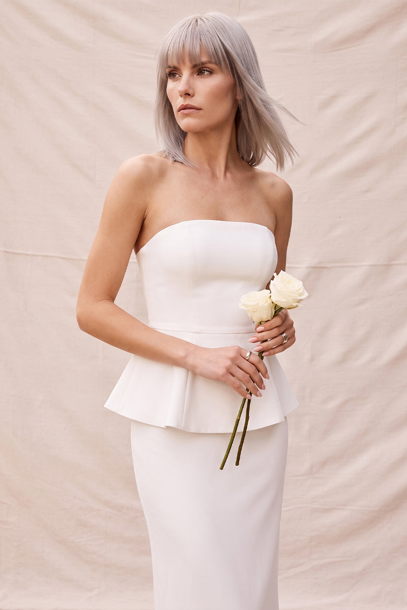 Strapless Peplum Detailed Tailored Skirt Sets