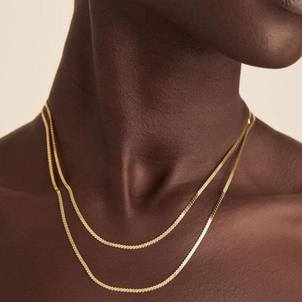 Titanium Steel Gold Plated Chain Necklace Simple Choker Uniex