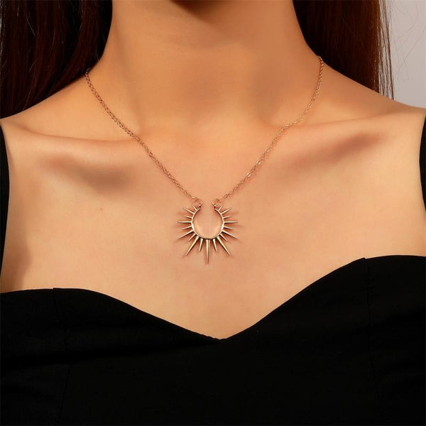 Sun Flower Open Pendant Clavicle Chain Necklace